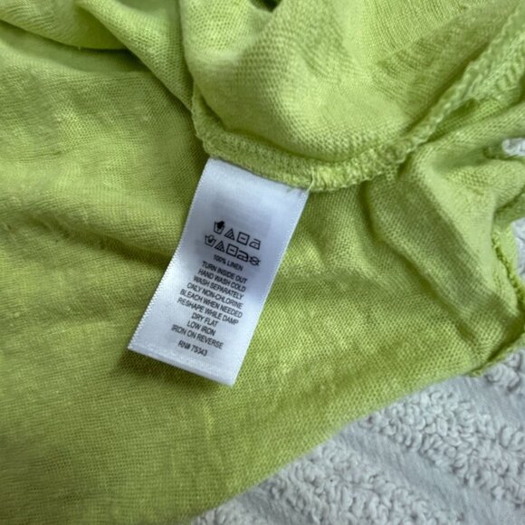 Tahari Womens Lime Green V-Neck Linen Short Sleeve T-Shirt XL Casual Lightweight - Picture 4 of 7